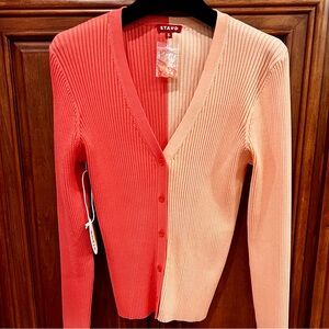 STAUD RIBBED CARGO COLOR BLOCK CARDIGAN - XL